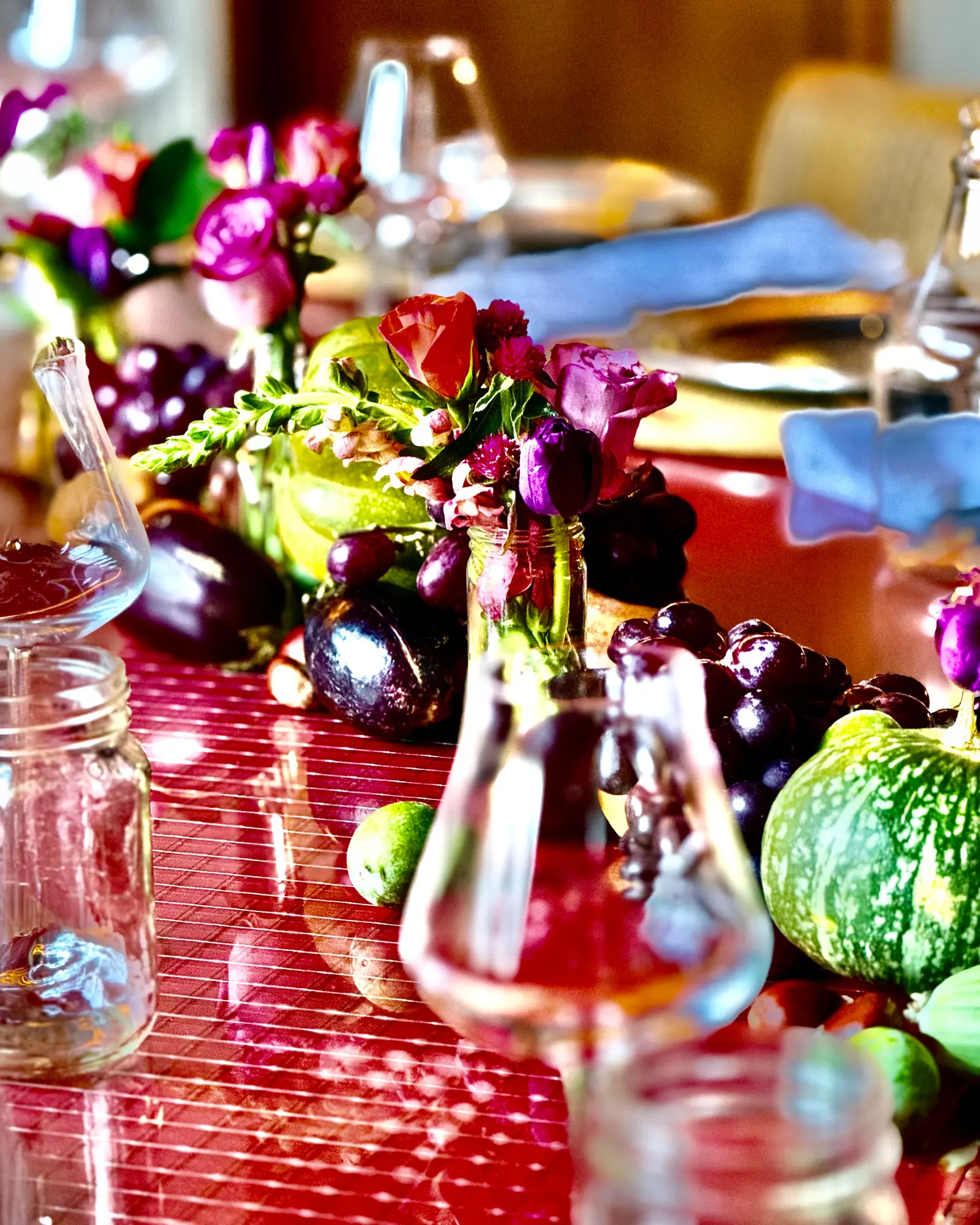 Seasonal floral and produce tablescape – San Francisco luxury catering